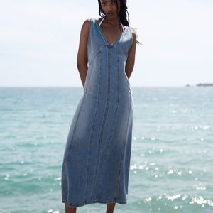 NWT TRF DENIM MIDI DRESS IN SIZE S